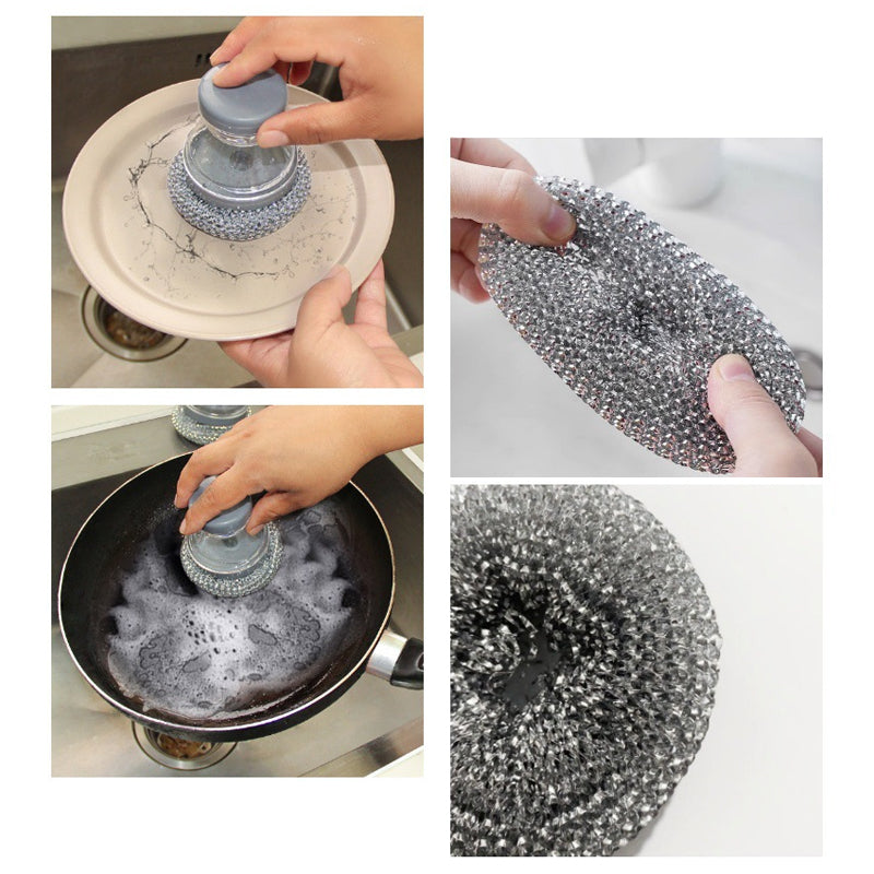 🧼Brosse à vaisselle « Press & Scrub » — Distributeur de savon intégré, nettoyage d'une seule main, plus besoin de prendre le flacon